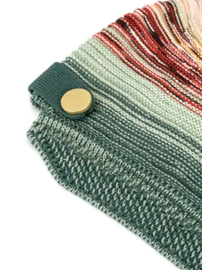 Shop Missoni Striped Knitted Hat In Green