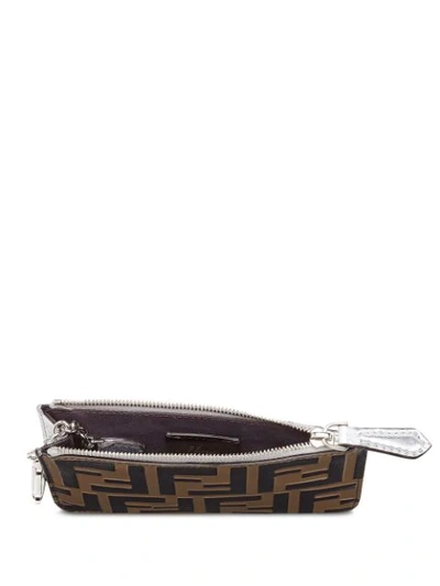 Shop Fendi Key Case Pouch In Brown