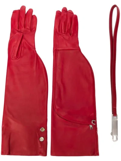 Shop Rick Owens Long Gloves In 03 Red