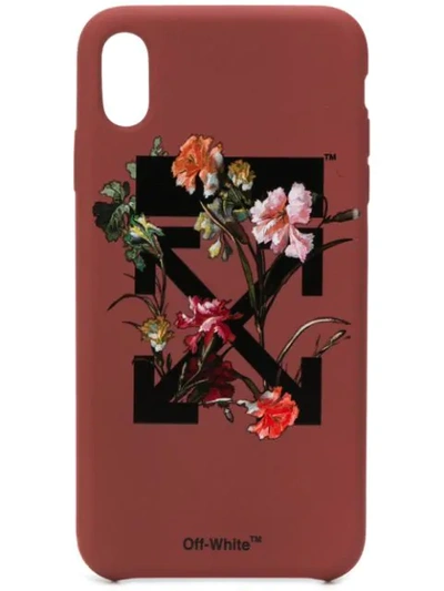 Shop Off-white Floral Logo Iphone Xs Case In Red