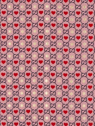 Shop Gucci Heart-print Scarf In Pink