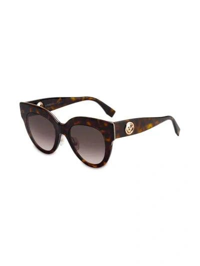 Shop Fendi Tortoise Shell Sunglasses In Brown
