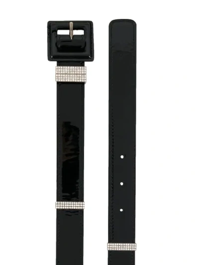 Shop Saint Laurent Crystal-embellished Belt In Black