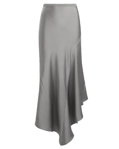 Shop Anine Bing Bailey Asymmetrical Silk Skirt In Silver