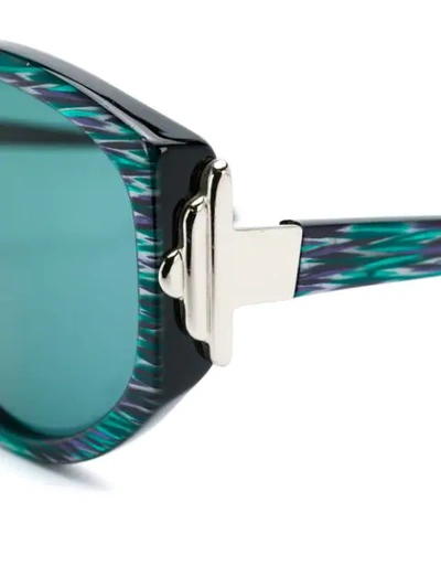 Pre-owned Versace 1990's Zigzag Pattern Sunglasses In Green