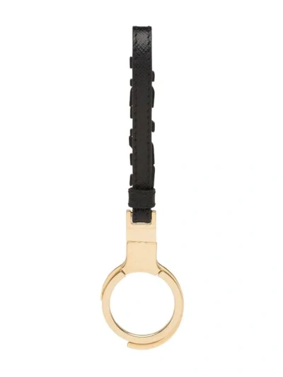 Shop Prada Small Logo Keychain In Black