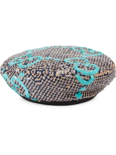 Shop Gucci Gg Sequin Beret In 4060