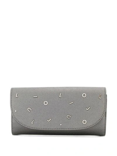 Shop Liu •jo Jumbled Logo Wallet In Silver