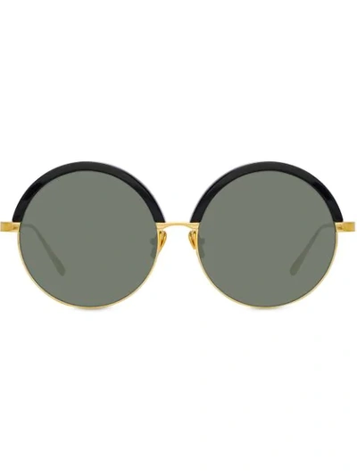 Shop Linda Farrow Annie Round Frame Sunglasses In Black