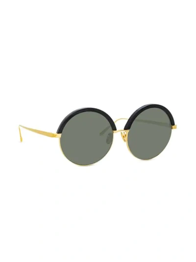 Shop Linda Farrow Annie Round Frame Sunglasses In Black
