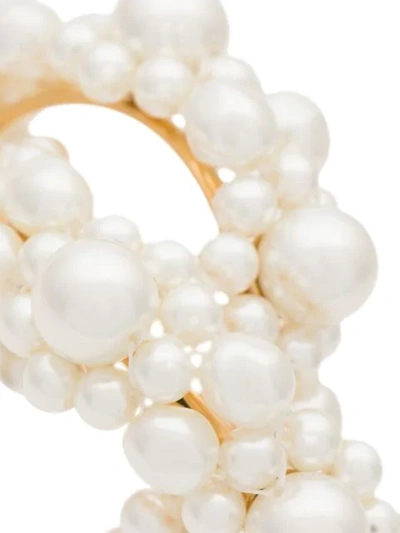 Shop Simone Rocha Daisy Pearl-embellished Hoop Earrings - White