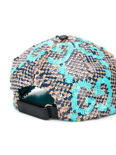 Shop Gucci Sequinned Gg Cap In Blue