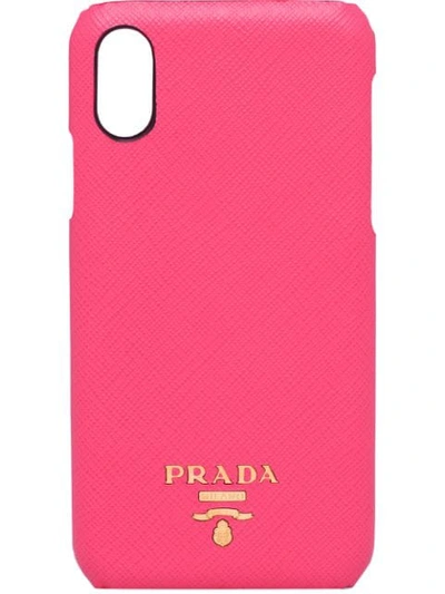 Shop Prada Logo Plaque Iphone X/xs Case In Pink