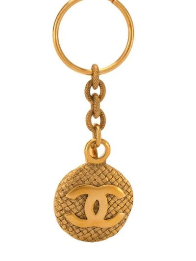 Pre-owned Chanel Logos Medallion Charm Gold Chain Key Holder