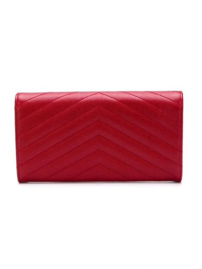 Shop Saint Laurent Monogram Envelope Wallet In Red