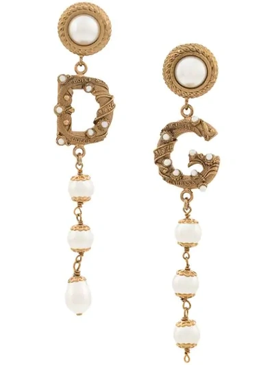 Shop Dolce & Gabbana Long D&g Earrings In Gold