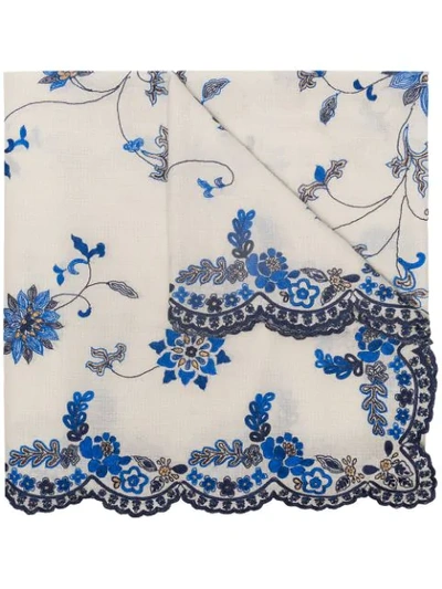 Shop Janavi Embroidered Cashmere Scarf In Blue