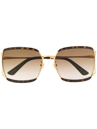 Shop Gucci Square Sunglasses In Brown