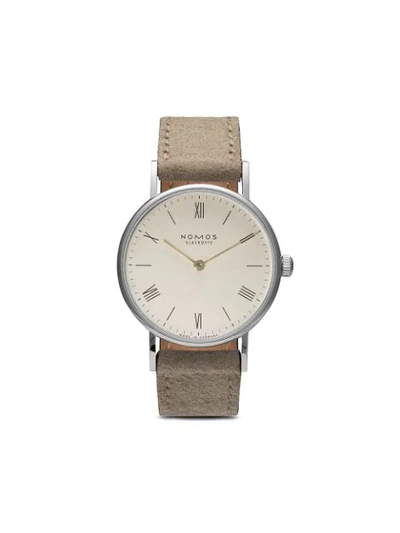 Shop Nomos Ludwig Duo 33mm In White, Silver-plated