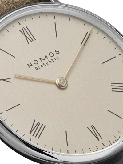 Shop Nomos Ludwig Duo 33mm In White, Silver-plated