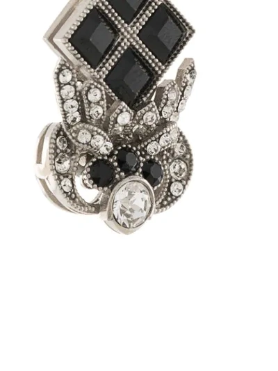 Shop Dolce & Gabbana Rhinestone-embellished Logo Earrings In Black