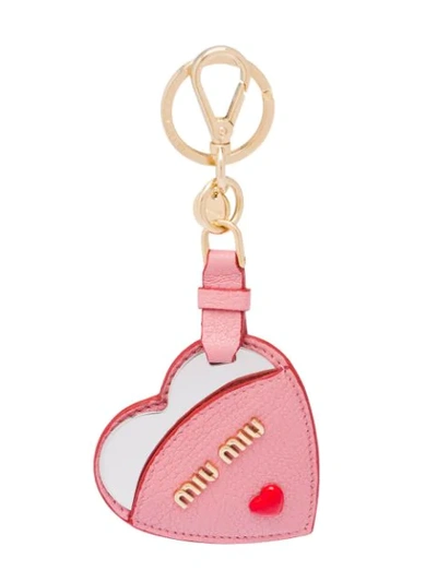 Shop Miu Miu Madras Keychain In Pink