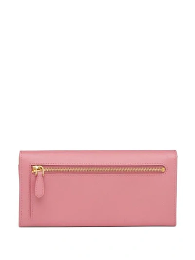 Shop Prada Enamelled Logo Wallet In Pink