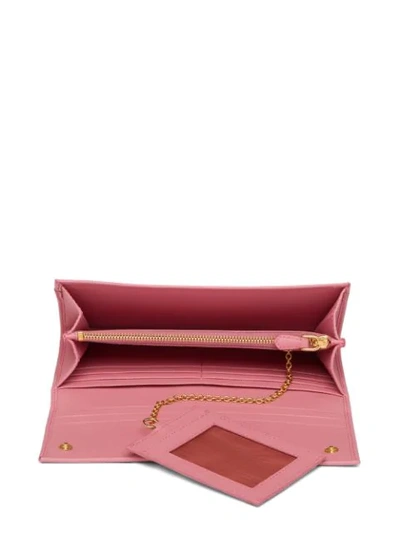 Shop Prada Enamelled Logo Wallet In Pink