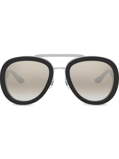 Shop Miu Miu Mirrored Aviator Sunglasses In Black