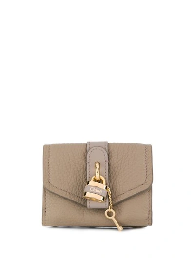 Shop Chloé Aby Padlock Square Purse In Silver