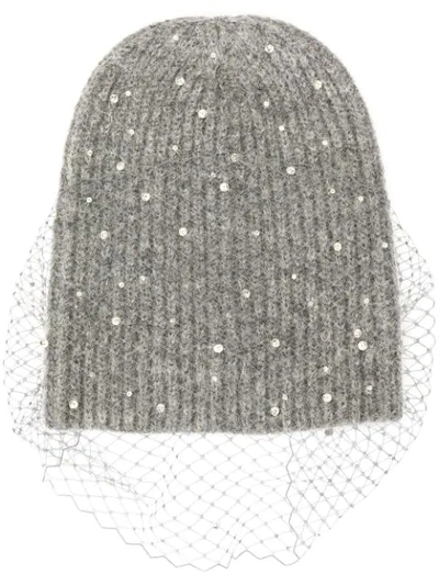 CRYSTAL-SCATTERED VOILETTE BEANIE