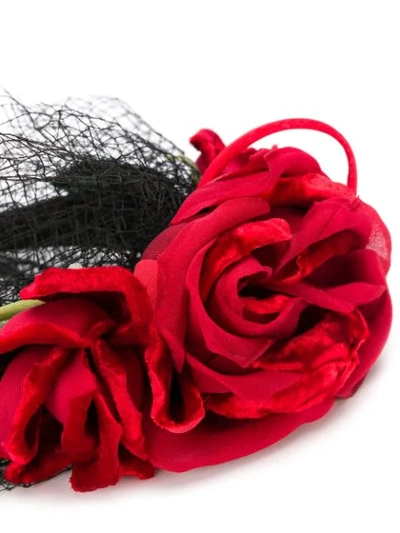 Shop Dolce & Gabbana Veiled Rose Headband In Black
