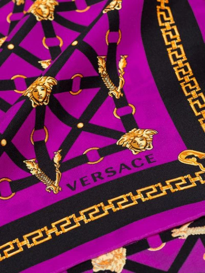 Shop Versace Medusa Harness-print Silk Scarf In Pink