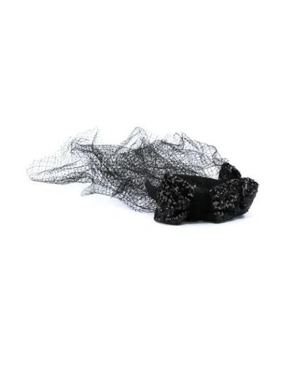 Shop Dolce & Gabbana Net Veil Headband In N0000 Black