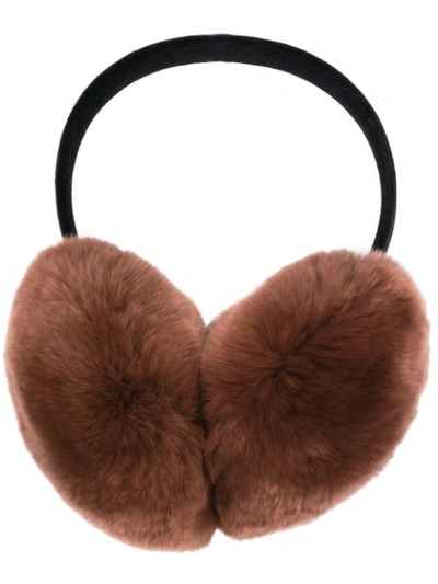 Shop Liska Textured Furry Ear Muffs In Brown