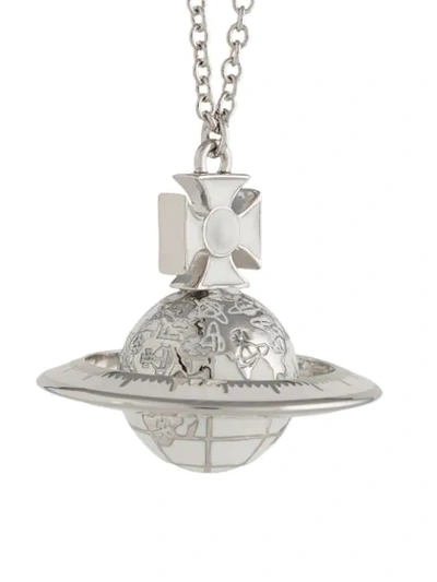 Shop Vivienne Westwood Orb Logo Necklace In Silver