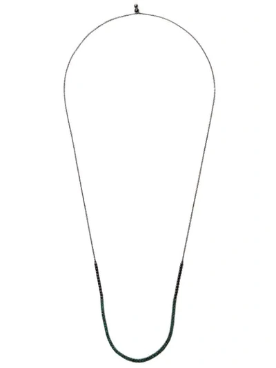 AS29 18K黑金镶嵌吊饰项链 - 绿色