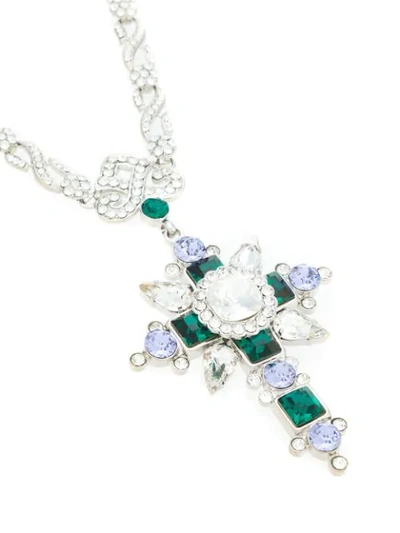 Shop Dolce & Gabbana Cross Pendant Necklace In Metallic