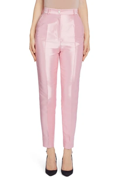 Shop Dolce & Gabbana Slim Silk Mikado Pants In Pink
