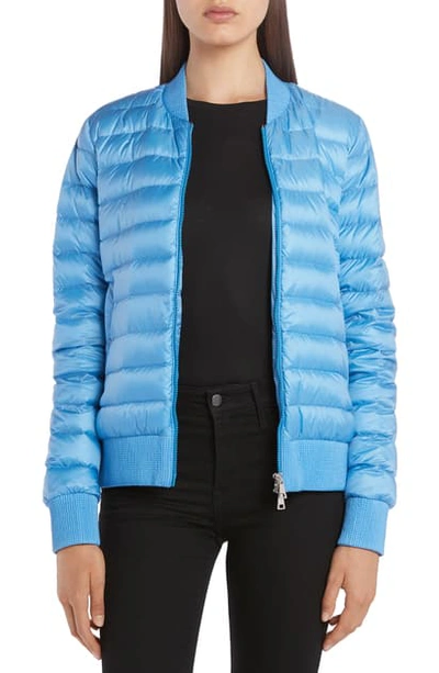 Moncler Abricot Down Bomber Jacket In Light Blue | ModeSens