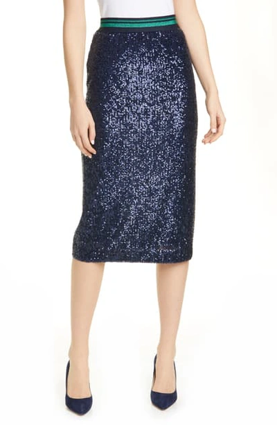 Shop Ted Baker Sequin Pencil Skirt In Dk-blue