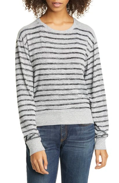 Shop Rag & Bone Avryl Stripe Crewneck Sweater In Heather Black