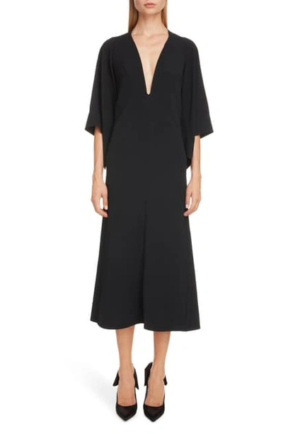 Shop Victoria Beckham Cape Sleeve Midi Dress In Black