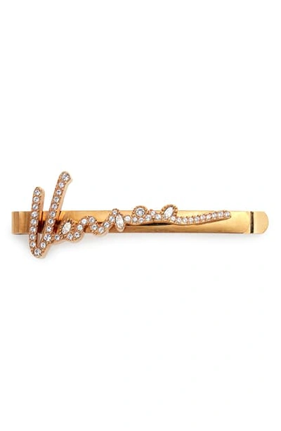 Shop Versace Gianni Signature Bobby Pin In Crystal- Oro Tribute