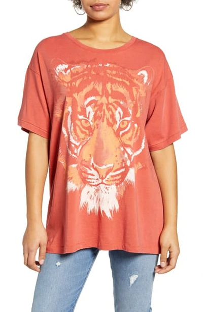 Wrangler Oversized Tiger Graphic Tee In Sundried Tomato | ModeSens