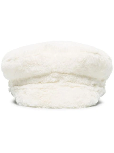 Shop Ruslan Baginskiy Faux Fur Baker Boy Hat In White