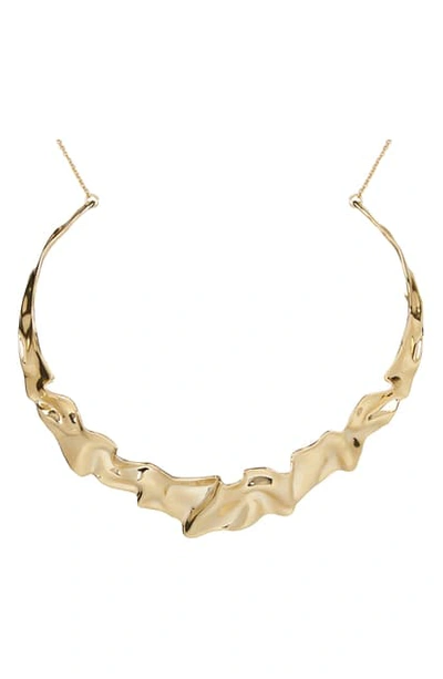 Shop Alexis Bittar Crumpled Metal Collar Necklace In 10k Gold