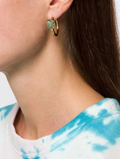 GREEN STONE HOOP EARRING