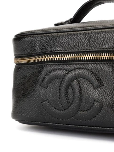 Pre-owned Chanel Cc Stitch Vanity Case In Black