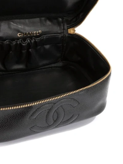 Pre-owned Chanel Cc Stitch Vanity Case In Black